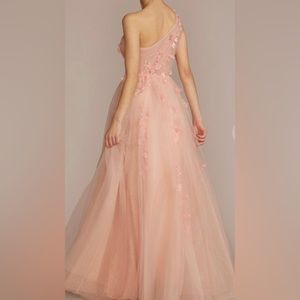 embroidered 3d floral one shoulder - David’s Bridal- homecoming- Prom dress